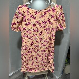 Nordstrom Pink and Cream Sheath Dress Short Sleeve Crew Neck